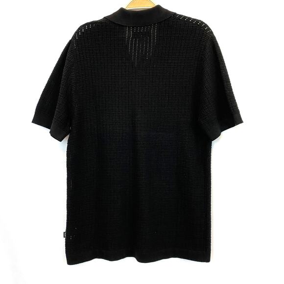 DKNY Crochet Shirt Men Size S Black Button Up Short Sleeve Preppy Festival NWT - Picture 3 of 11
